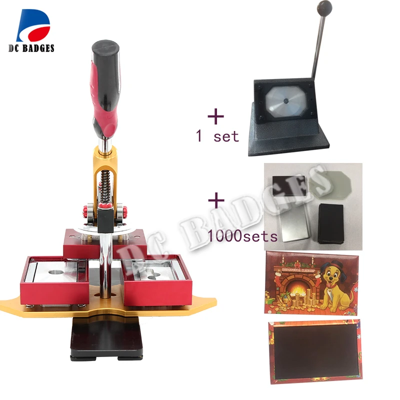 Free Shipping 80*53mm Rectangle button Making Machine with