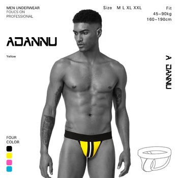 

ADANNU Sexy Men Underwear Jockstrap Briefs Cueca Male Panties G String And Thongs Gay Men Underwear breathable Briefs