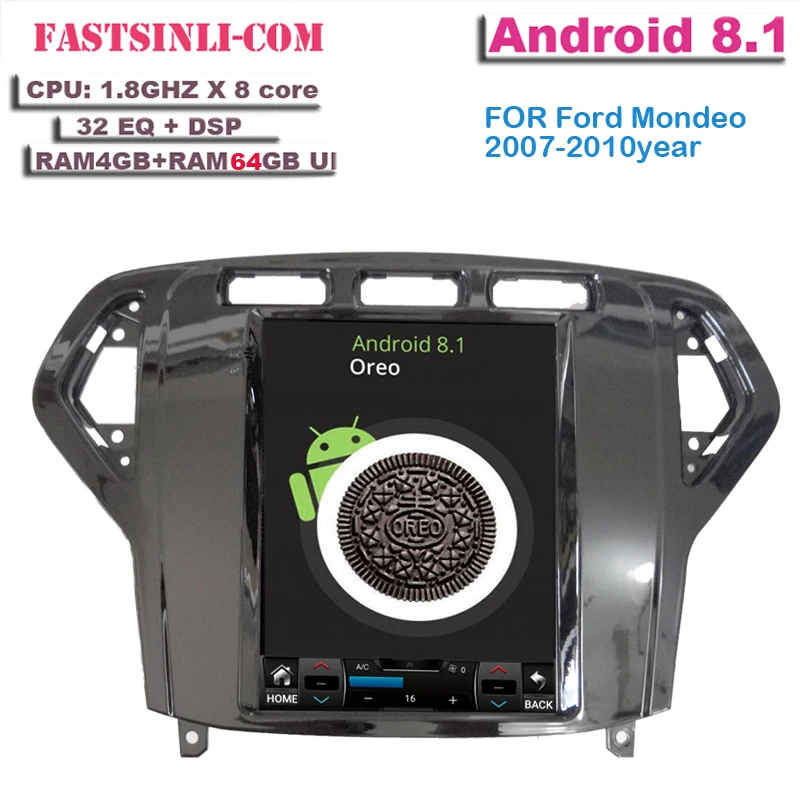 Excellent 64GB Android8.1 Tesla style Car GPS Navigati for Ford Mondeo 2007-2010 yea Vertical  screen GPS multimedia radio navigaton 1