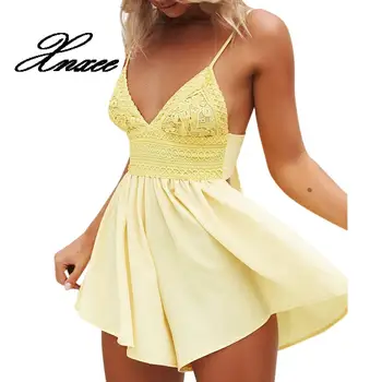 

Women Summer Bowknot Backless Mini Jumpsuit Evening Party Beach Jumpsuit