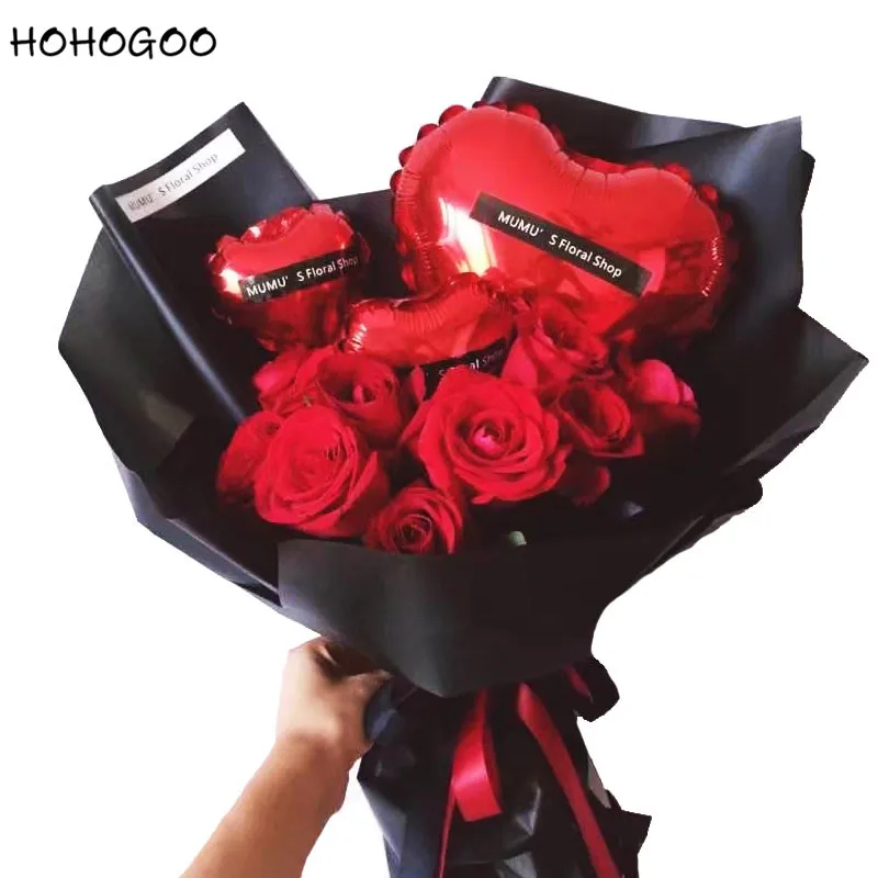 

HOHOGOO 25pcs/lot 5/10inch Heart Bouquet Balloons Foil Cake Happy Birthday Wedding Party Valentine's Day Decoration Supply