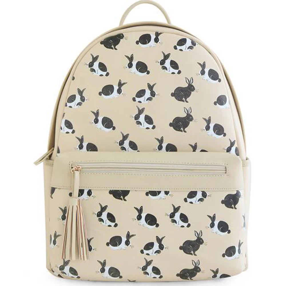

Vintage Embroidery backpack Original College Mori girls cute bunny stamp PU leather shoulder bag small schoolbag Rucksack