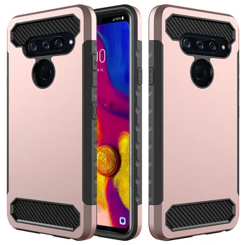 

Hybrid Impact Armor Shockproof Case For LG V40 ThinQ Dual Layer With Carbon Fiber Full Protective Case For LG V40 ThinQ Coque