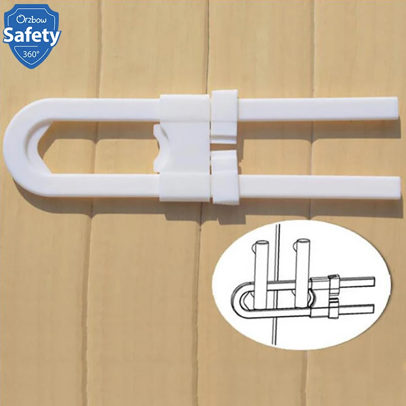 4pcs Children Safety Sliding Cabinet Locks U Shape Baby Safety