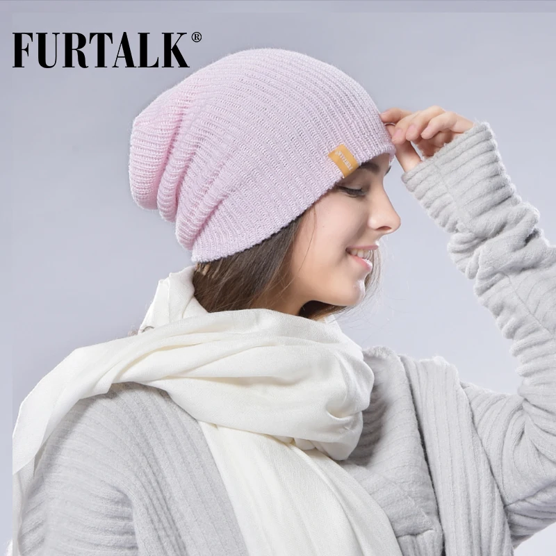 FURTALK Шерсть Вязаная ЗимняяШляпа Бини Шапка Женская Одинарная Шапки Крупной бини