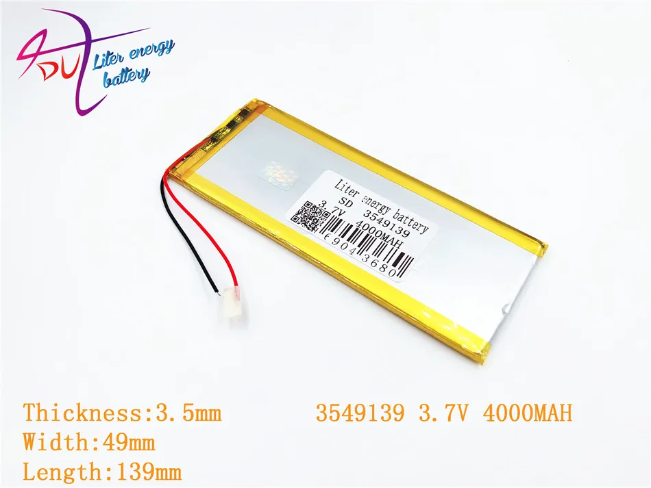1pcs/lot 3549139 3.7V 4000mah 3550140 Lithium polymer Battery with