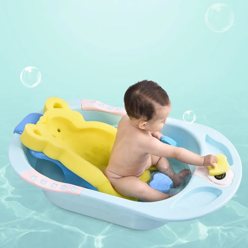 cheap Baby Bath Holder Non slip Bed Infant Shower Sponge Cushion Cartoon Bath Mat Pad Security Bath Seat Air Bed Babies