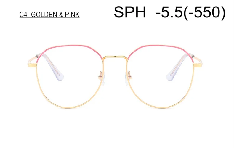 Очки SWOKENCE для близорукости SPH от 0 до 6,0 для женщин и мужчин, очки для близоруких с диоптрий готовой продукции F153 - Цвет оправы: GOLDEN/PINK (-5.5)