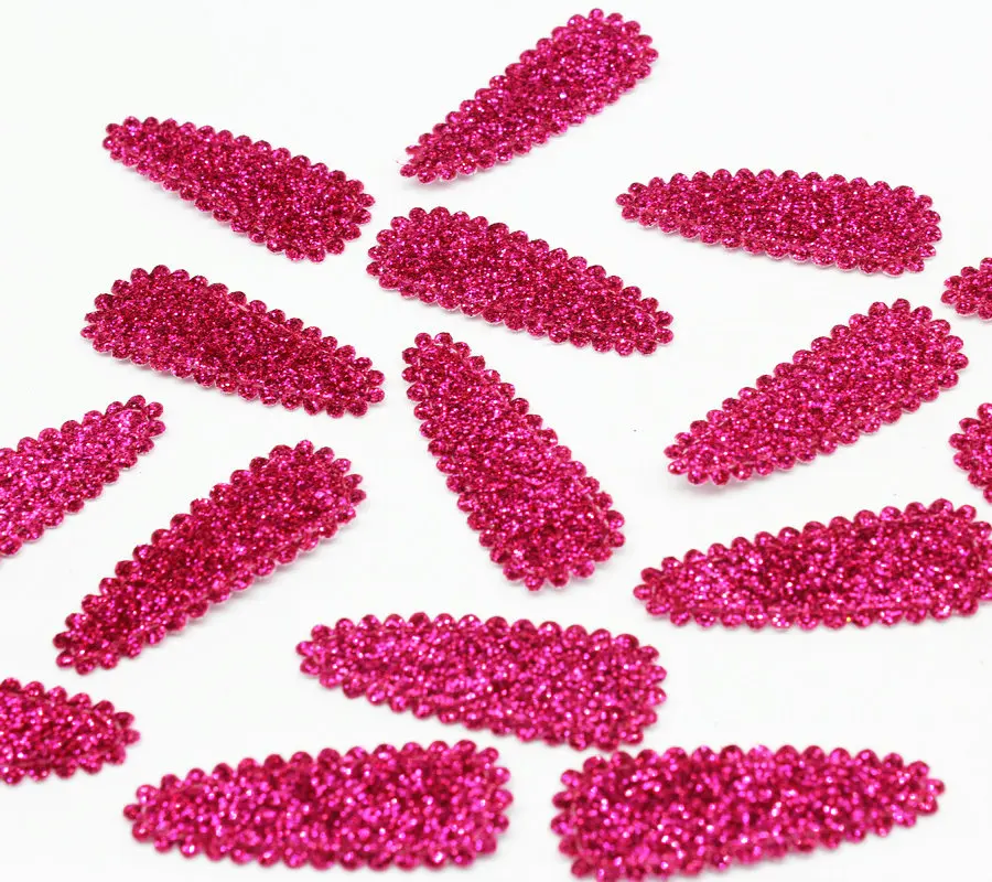 

1000pcs shiny fabric hot pink Snap Clip Covers for 35mm Hair clips mini toddler snap clips ,clips not included