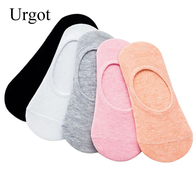 

Urgot 5 Pairs Women's Socks Spring Summer Invisible Socks Candy Color Silicone Anti-skid Shallow Mouth Female Boat Socks Meias