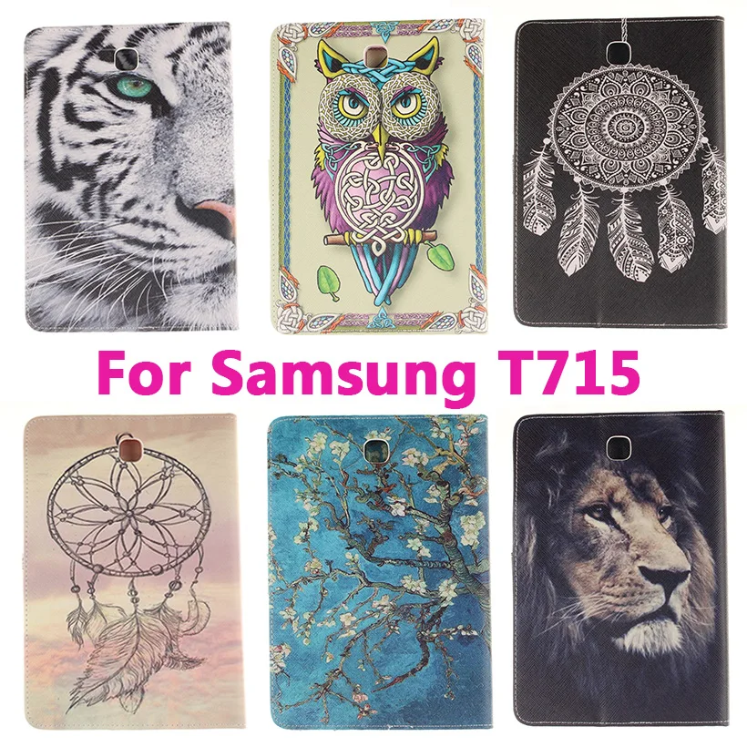 

Dreamcatcher Lion Tablet PC Flip Leather Case for Samsung GALAXY Tab S2 T715C Cover Protective Skin Bag Black and Pink Inside