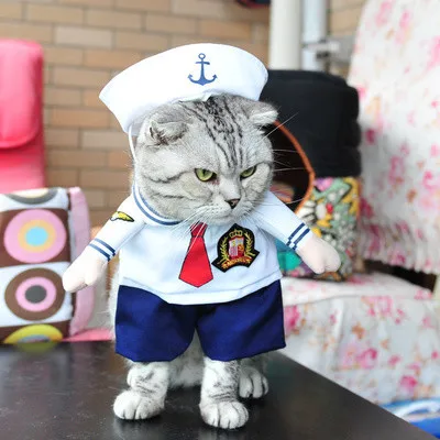 Милый костюм кошки, одежда, Забавный костюм Доктора полицейского, костюм для кошки, крутой костюм на Хэллоуин, одежда для домашних животных, костюм для кошки 27