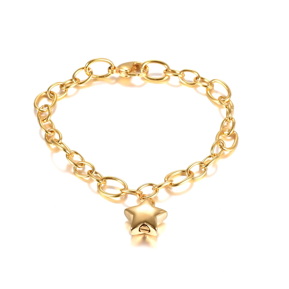 

IJL0176 Stainless Steel Star Shape Keepsake Bracelet Cremation for Ashes Urn Memorial Souvenir Bracelet Jewelry