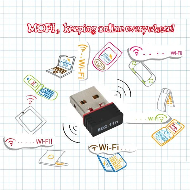 

kebidu Mini 150Mbps USB WiFi Wireless Adapter 150M Network LAN Card 802.11 ngb Chip REALTEK