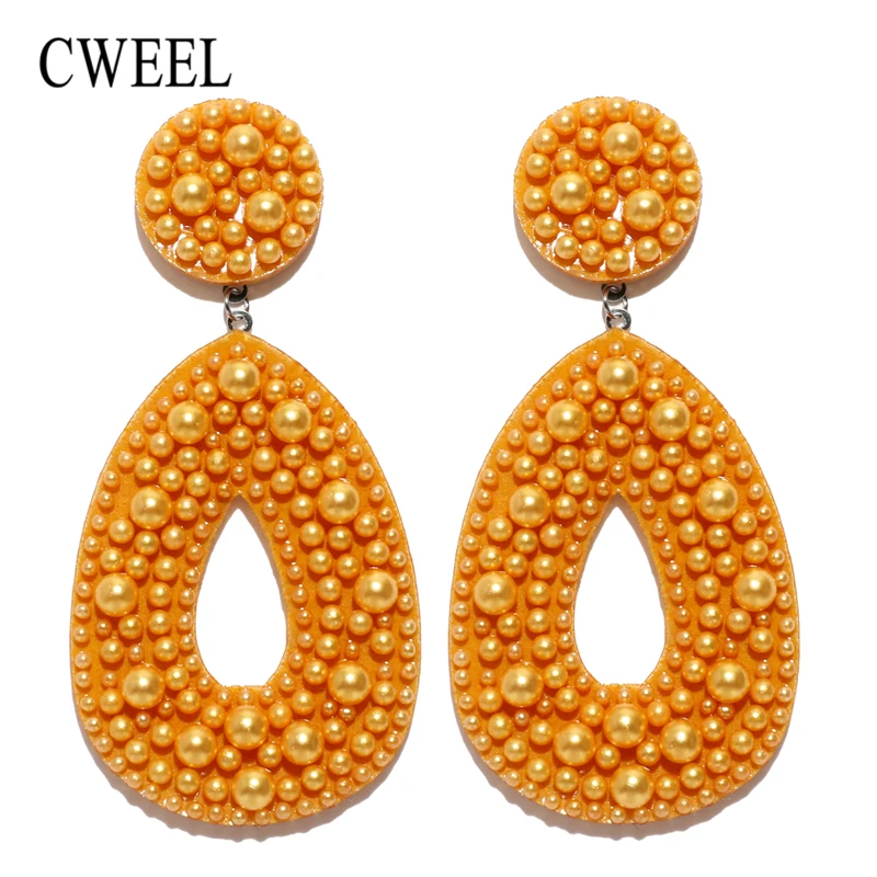 

CWEEL Wedding Earings Fashion Jewelry Bohemians Long Earrings For Women Gold Color Hanging Earrings Female Bijoux