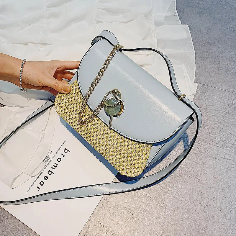 

Female Crossbody Bags For Women 2019 Quality PU Leather Luxury Handbags Designer Sac Main Ladies Knitting Shoulder Messenger Bag