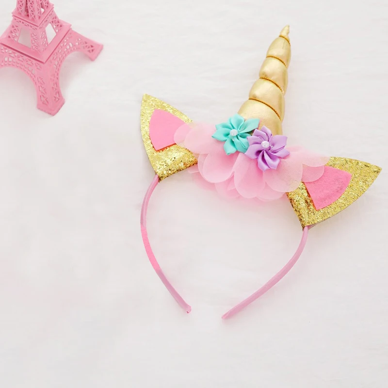 

1 Pc Rainbow Unicorn Hairband Kids Unicorn Headband Glitter Rainbow Chiffon Unicorn Dress For Birthday Party Hair Accessories