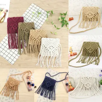

2019 Newest Hot Women Vintage Handwoven Tassel Rattan Bags Purse Shoulder Handbag Tote Messenger Hobo Satchel Bag Cross Body