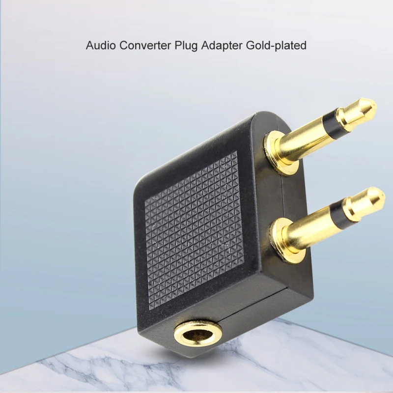 3 5 mono stereo jack to 2 3 5 mono plugs Pro Airline Airplane Golden Plated Headphone Jack Plug Adapter Hot Sell