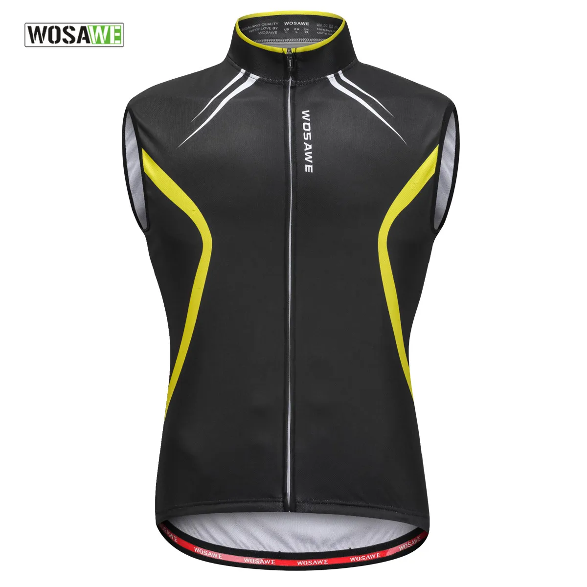 WOSAWE Mens Cycling Sleeveless Jersey Biking Racing Top Vest with Rear Pockets