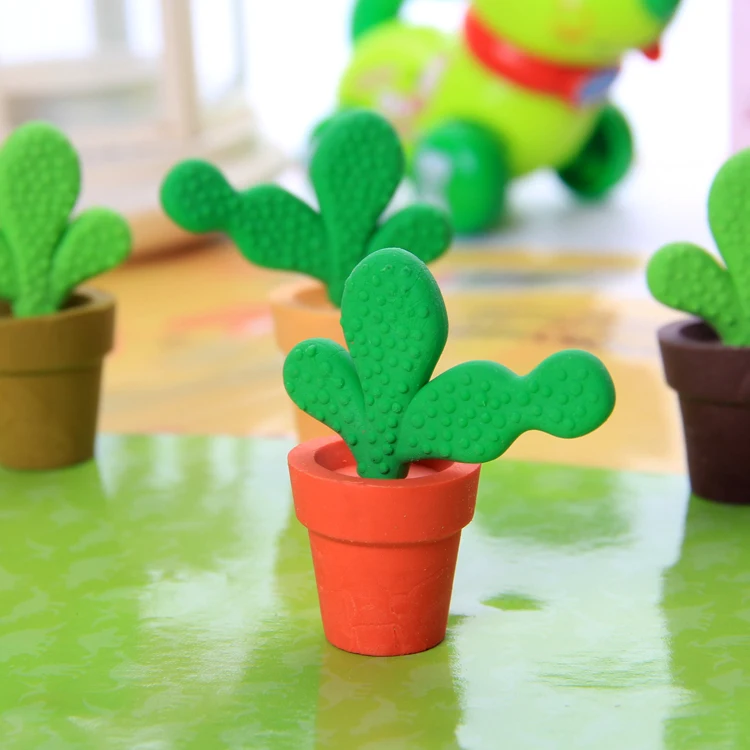 

5pcs/lot Novelty Cactus Erasers Cute cartoon Erasers Gifts For Children Student School Supplies