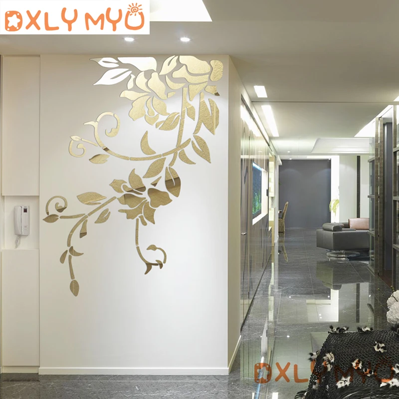 DIY spring nature fresh vivid plant wall sticker decorative mirror stickers for entrance decor living room decoration | Дом и сад