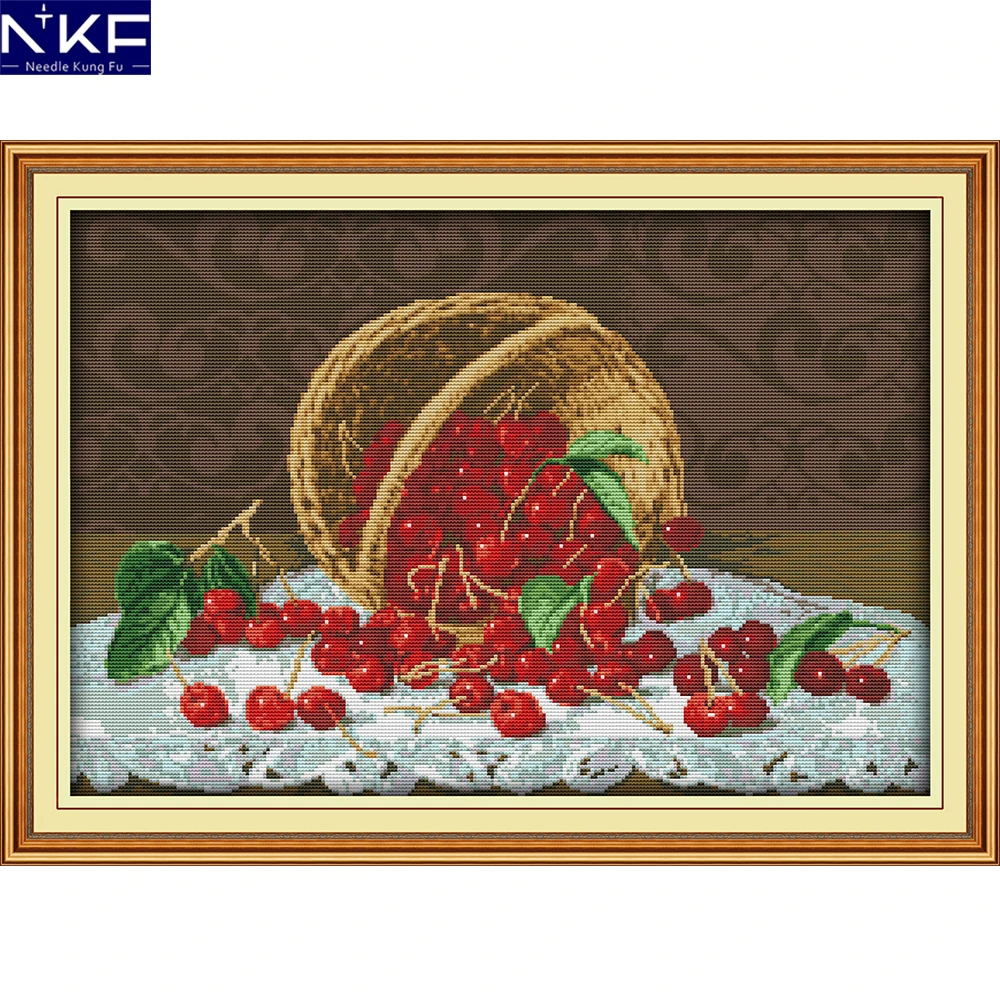 NKF Fruit Basket Cross Stitch Kits Embroidery Needlework Sets Handmade