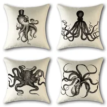 Морские животные водоросли Кальмар Осьминог льняные чехлы на подушки предметы интерьера наволочка, Чехол на подушку Декор автомобиля 45*45 с...(China)