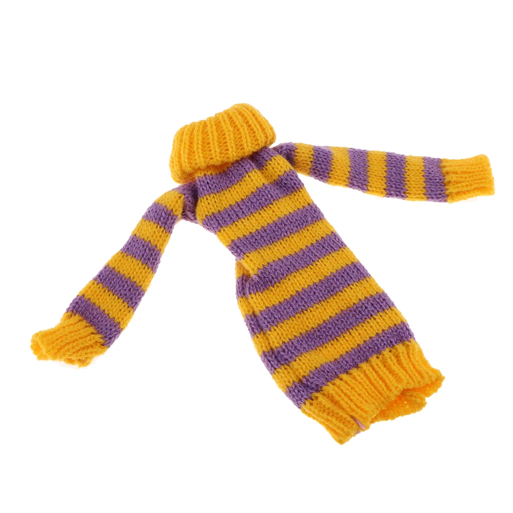 Handmade Doll Long Sleeve Striped Sweater Clothes for 1/6 Dolls Casual Wear Accessory Dress For Girls Doll