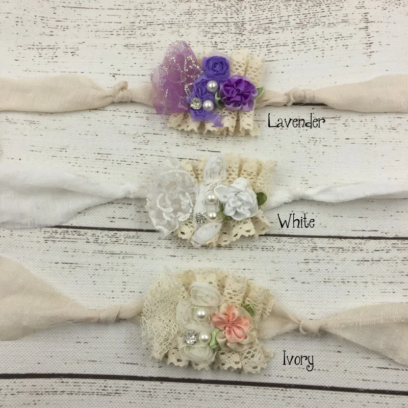 

24pcs/lot Newbron Tie Back Newbron Headband Photography Prop Shabby Chic Baby Girl Headband