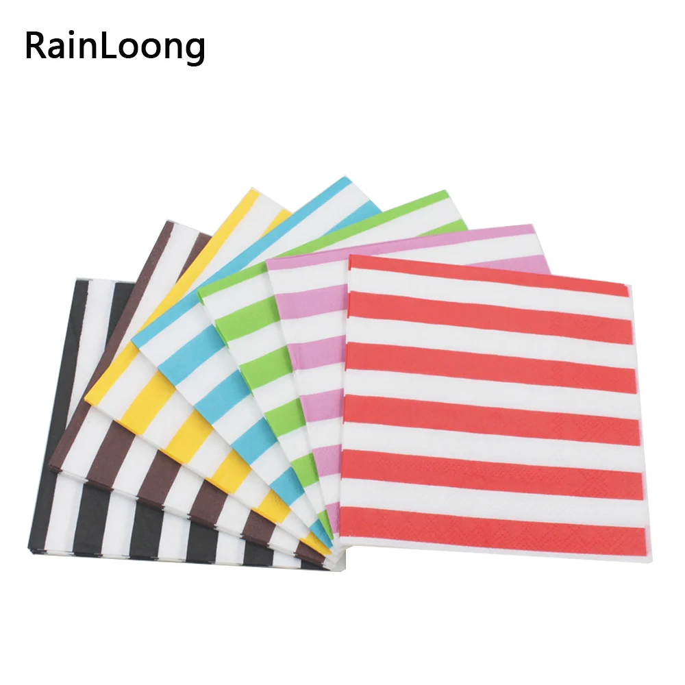 

[RainLoong] Red Wave Chevron Paper Napkin For Children Tissue Printed Napkins Supply 25cm*25cm 1pack/lot