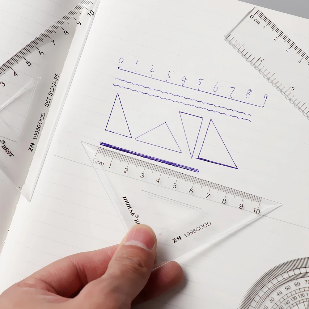 4 шт./компл. простая прозрачная акриловая линейка Студенческая математическая линейка набор инструментов для рисования обучения школьные офисные принадлежности для рисования