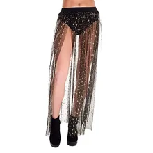 Для женщин с эластичной резинкой на талии из прозрачной сетки с длинным разрезом длинное сексуальное пляжное платье с принтом на шнуровке Skirt_3.11