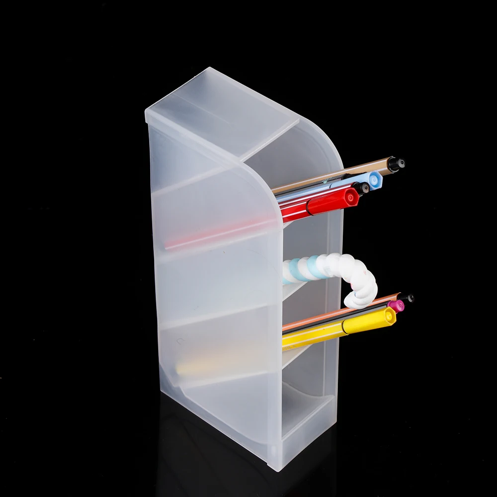

4 Grids Transparent Matte Multi-function Stationery Box Cosmetic Storage Sub-grid Pen Case Makeup Organizer Desk Holder Supplies