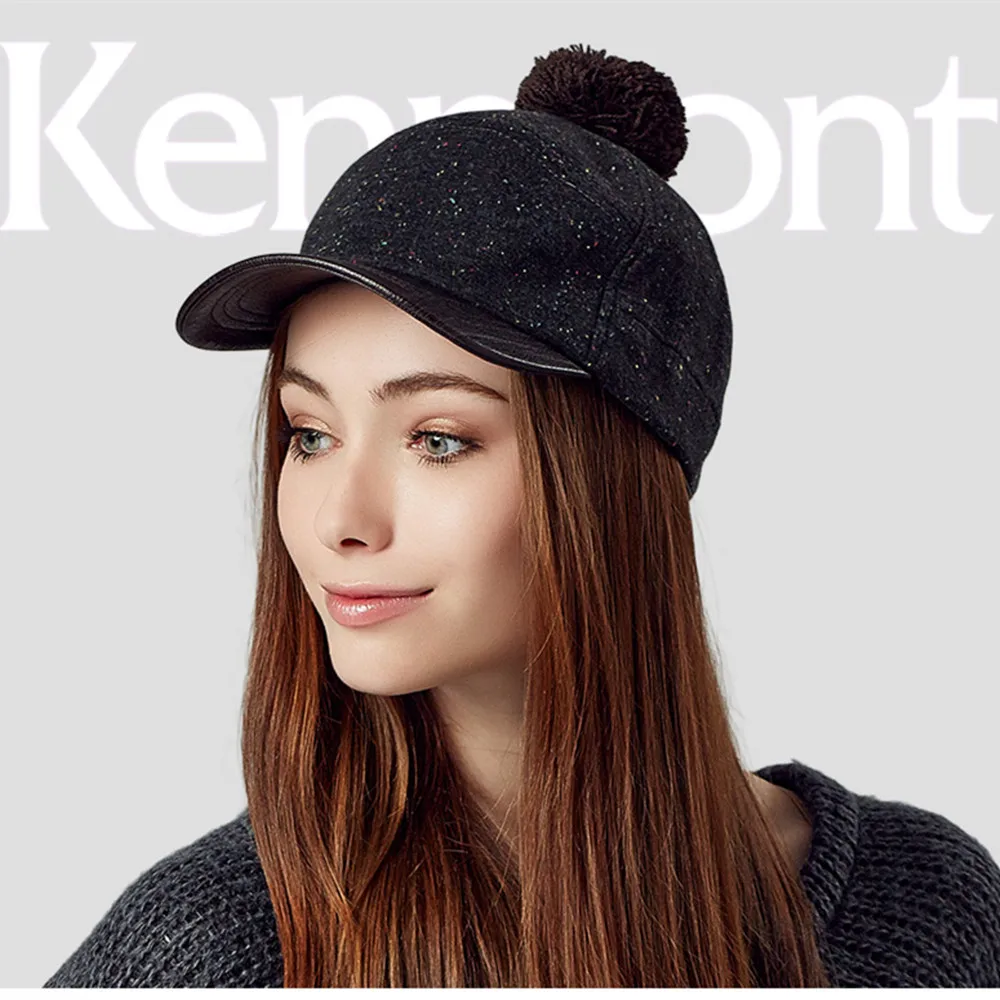 New Kenmont Fashion Autumn Winter Women Baseball Caps Hat PU Polyester