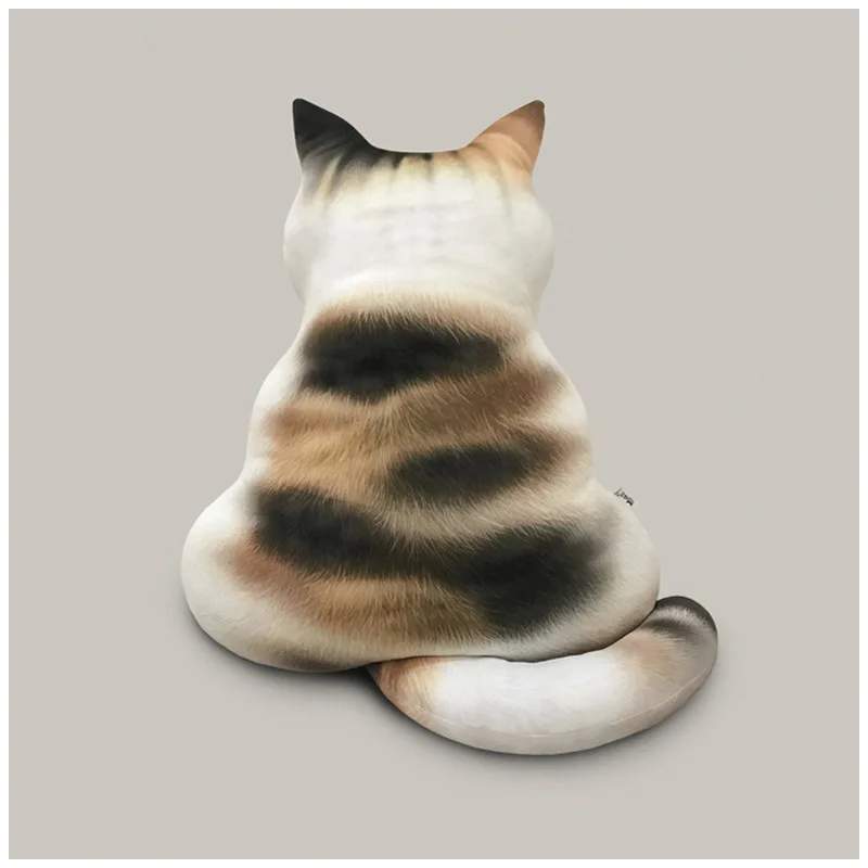 Cute Creative 3D Cat Back Shadow Pillow Black Cat Cushion Plush Funny Toy with Tail Animal Simulation Doll Cat Gifts - Цвет: 5