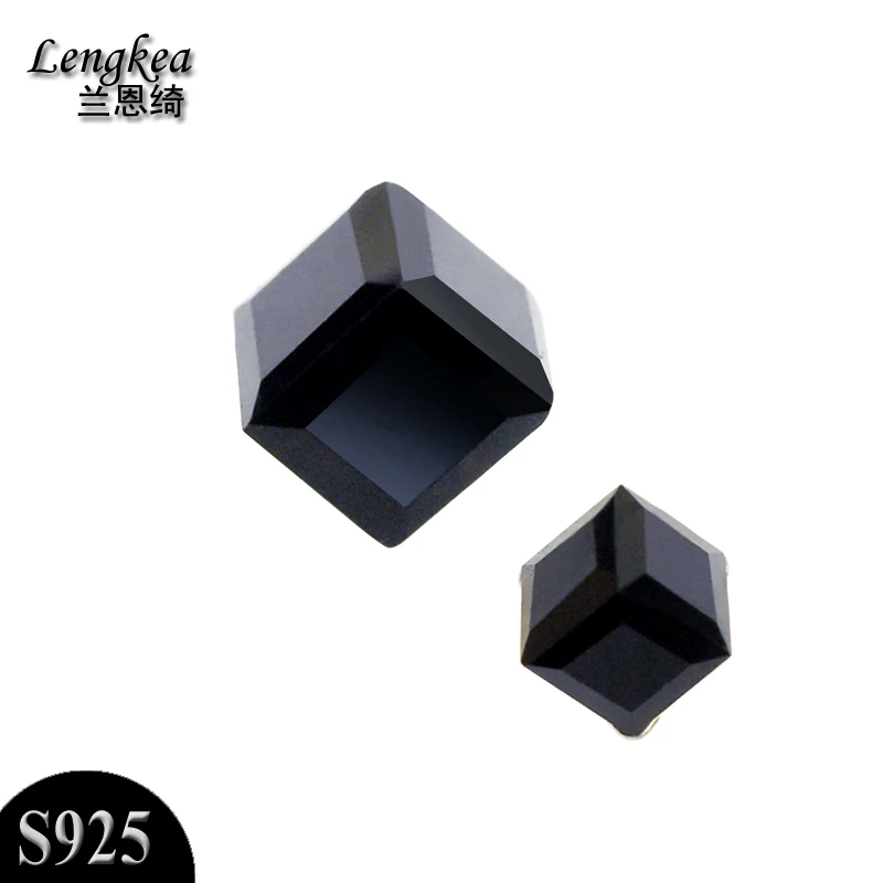 

Free shipping Personalized black cubic crystal single 925 silver stud earring boys girls silver male jewelry fungus accessories
