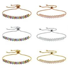 WEIMANJINGDIAN бренд сверкающие нерегулярные квадратный кубический цирконий Фианит, циркон, Кристалл Регулируемые браслеты для женщин в ассорти