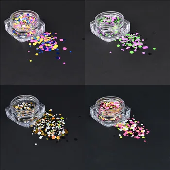 1 Box Shiny Round Ultrathin Sequins Colorful Nail Art Glitter Tips UV Gel 3D Nail Decoration Manicure DIY Accessories