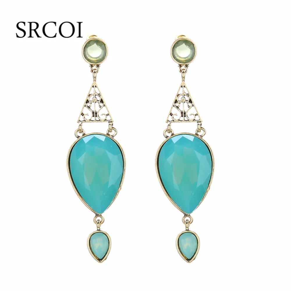 Beautiful Bijouterie Green Drop Crystal Earrings Fashion White & Purple