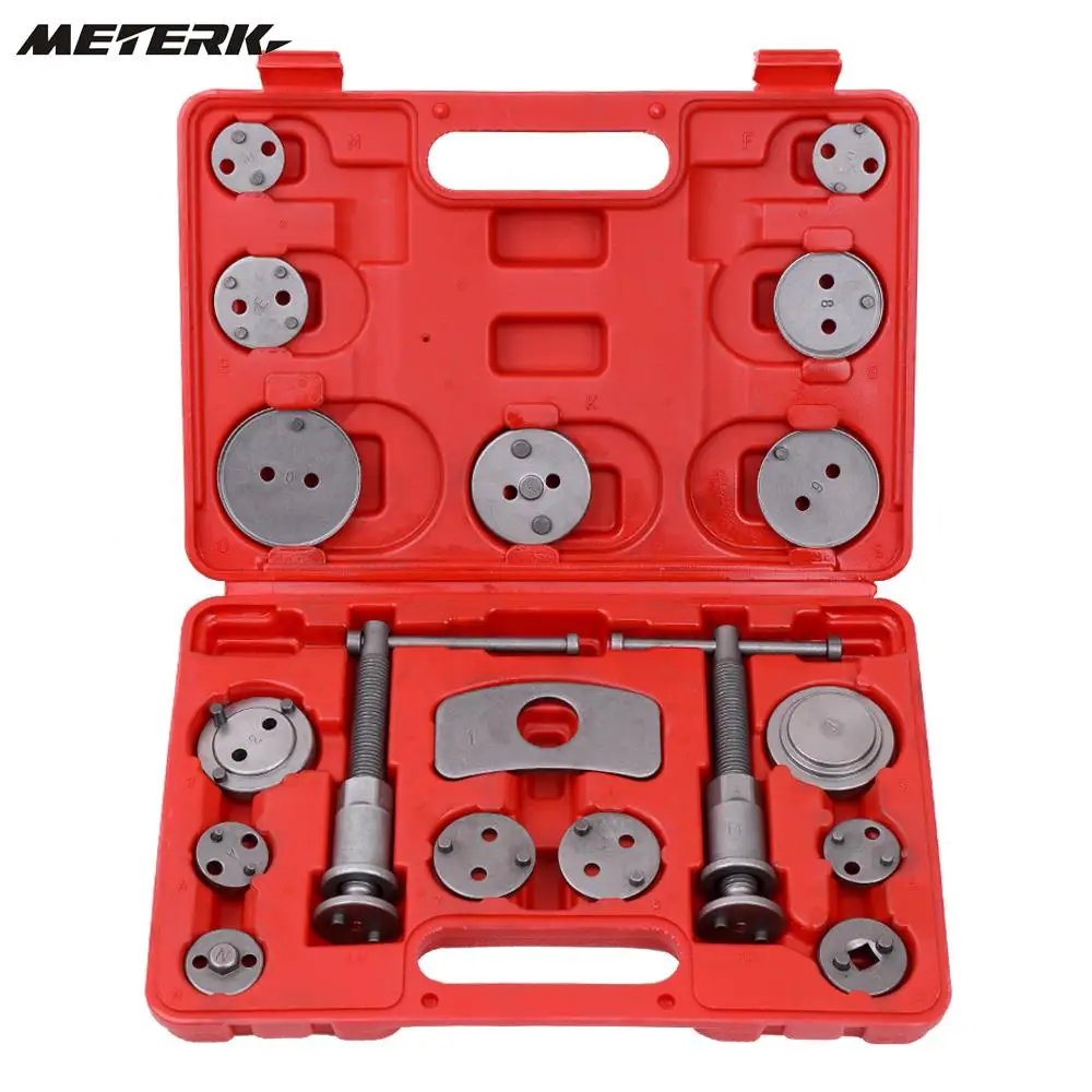 

18pcs Auto Universal Car Disc Brake Caliper Wind Back Pad Piston Compressor Automobile Garage Repair Tool Kit Set with Case