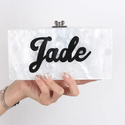 

Customized Private Designated Alphanumeric Digital Acrylic Evening Dress Dress Bag Evening Bag Transparent Pearl Square Bag