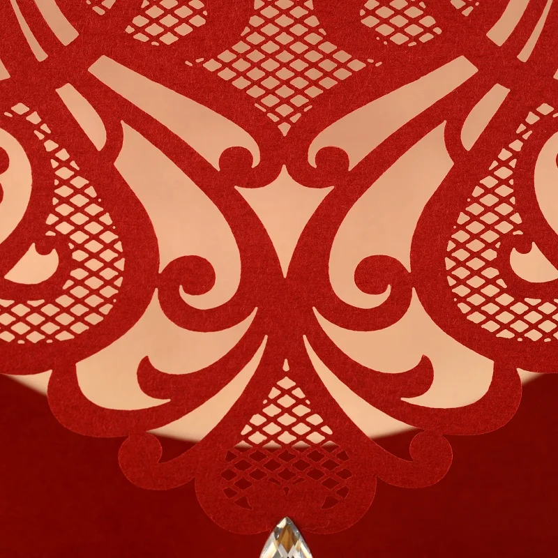 NEW Vintage Wedding Supplies China Laser Cut Luxurious Wedding Invitations Red Elegant Invitation Paper Cards 50pcs