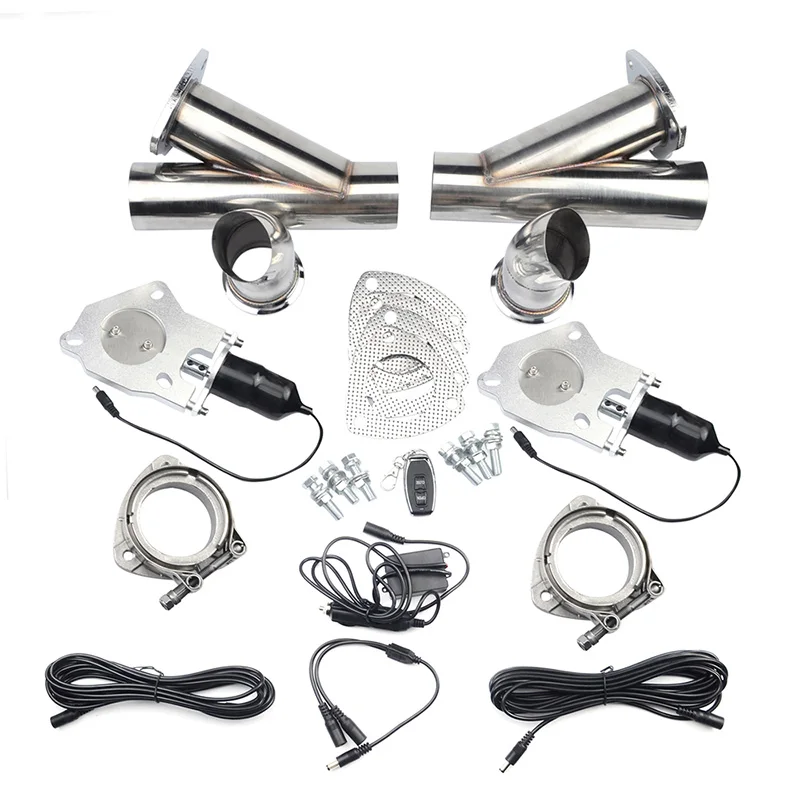 3 Inch Stainless Steel Headers Y Pipe Remote Control Cut Out Exhaust Tip Muffler Catback Pair Electric Exhaust Cutout Pipe Kit width26for benz amg y style s63 s300 s320 s350 s500 s600 w204 stainless steel exhaust pipe muffler tip fit s63 body kit