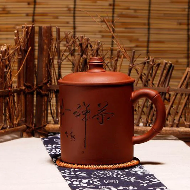 450 мл Исин фиолетовая глиняная чайная кружка с крышкой, фиолетовая чайная чашка зернистый чайный набор на продажу чайная чашка чайный горшок, китайская офисная кружка