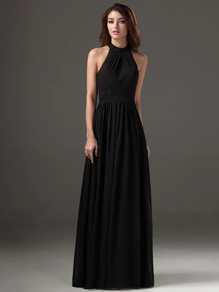 black halter bridesmaid dress