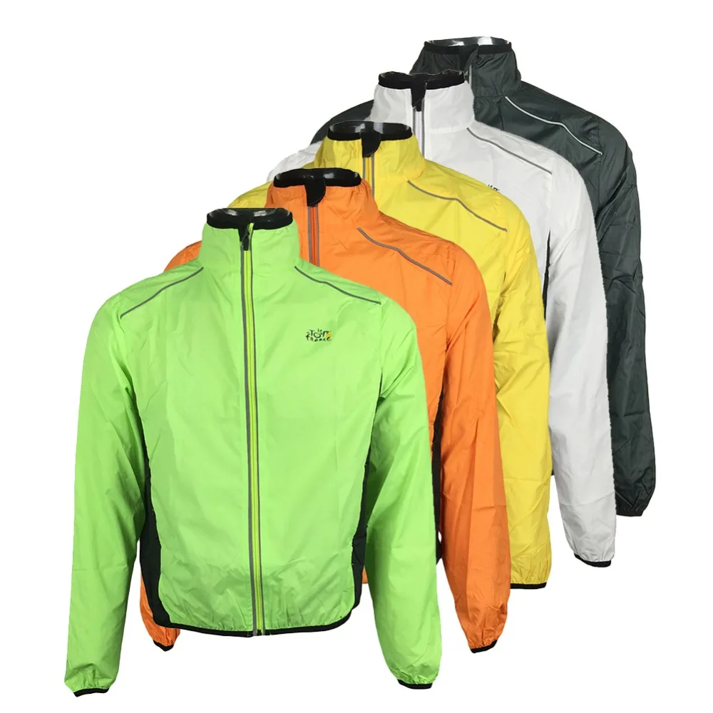 

Windproof Men Cycling Jackets Tour de France Reflective Waterproof High Visibility Light Sports Coat MTB Bike Jersey