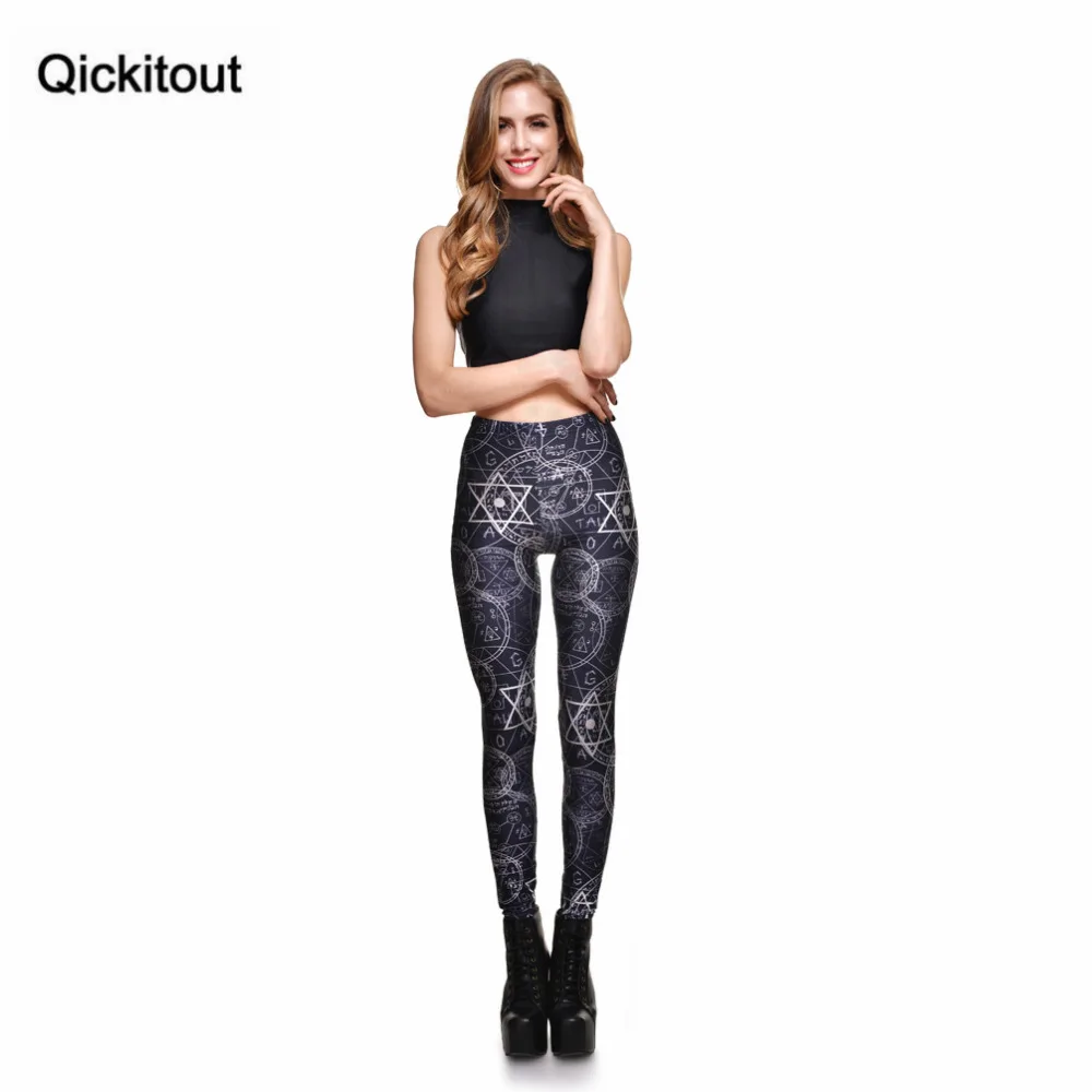 Qickitout леггинсы новые сексуальные модные женские леггинсы для фитнеса новые цифровые размерные геометрические узкие брюки-джегинсы