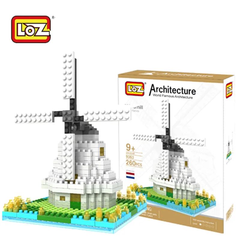 LOZ Diamant Blocs Moulin A Vent Hollandais de Construction Ville Architecture DIY Assemblee Batiment Jouet Jouets Educatif | Игрушки и