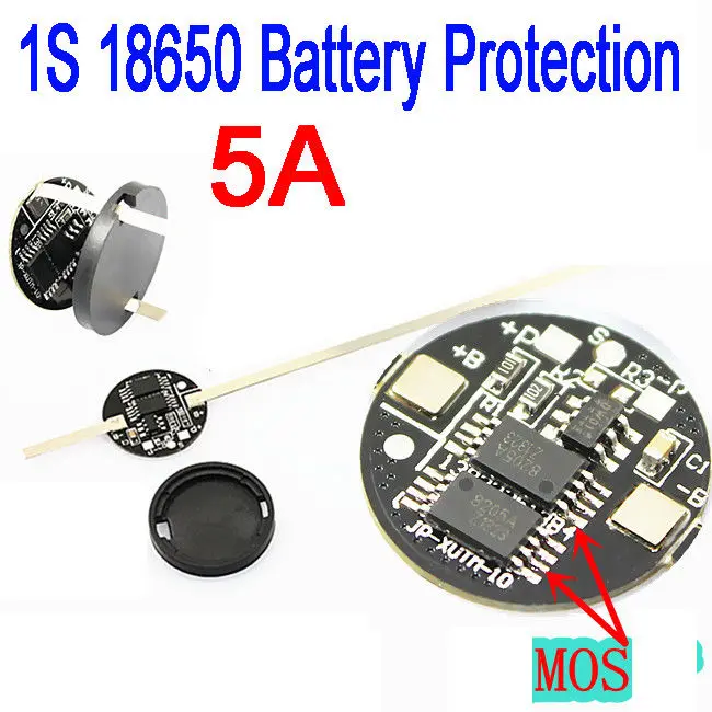 

1S 5A PCB BMS Battery Protection Board for 1 pack 3.7V 18650 Li-ion lithium batteries Cell +Black Plastic base